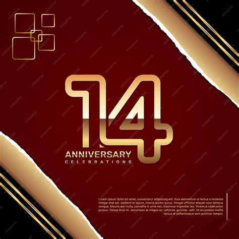 Premium Vector 14 Year Anniversary Design Template With Gold Number