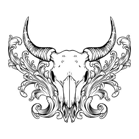 bull skull ornament bull drawing skull drawing bull sketch png