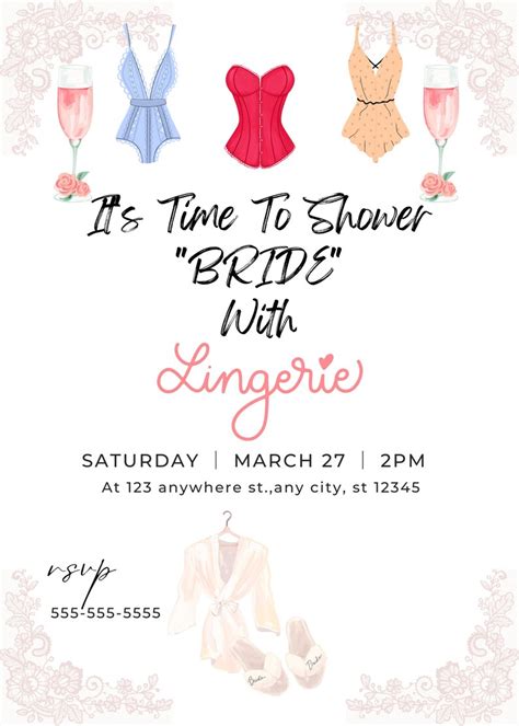 Lingerie Shower Invitation Template Etsy