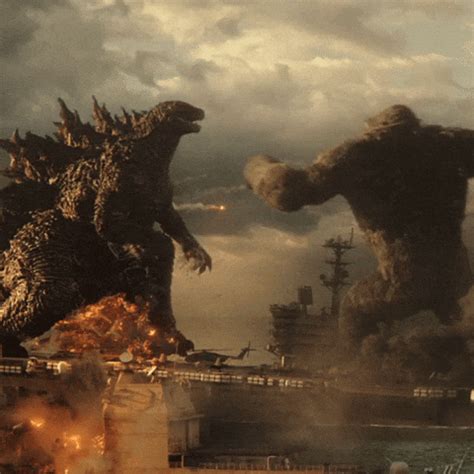 fight punch gif  godzilla  kong find share  giphy