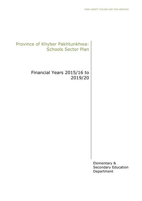 (PDF) Province of Khyber Pakhtunkhwa: Schools Sector Plankpese.gov
