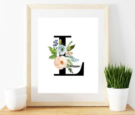 Letter L Print Monogram Print Nursery Letters Floral Monogram Print