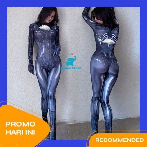 Jual Baju Dinas Lingerie Sexy Hot Cosplay Kostum Superhero Black Spiderman Premium Shopee