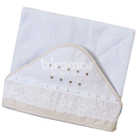 Toalha De Banho Para Beb Felpuda Revestida Bordada Vi S Bless Nude Biramar Baby Todo