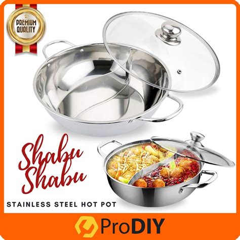 Stainless Steel In Hot Pot Shabu Dual Site Induction Gas Stove Cookware Soup Cooking Pot