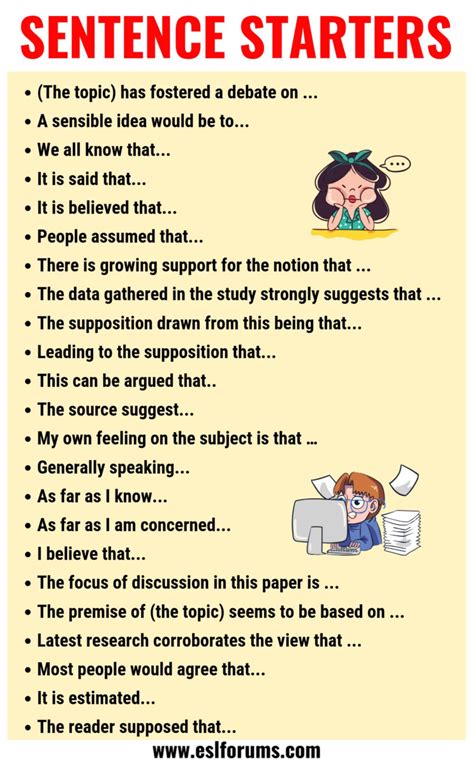 Sentence Starters For First Grade