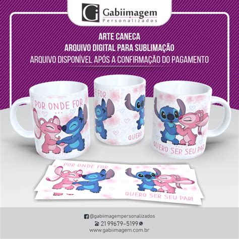 Arte Caneca Stitch E Angel - Arte Caneca Stitch E Angel Para Sublimação – Amor | Gabiimagem ...
