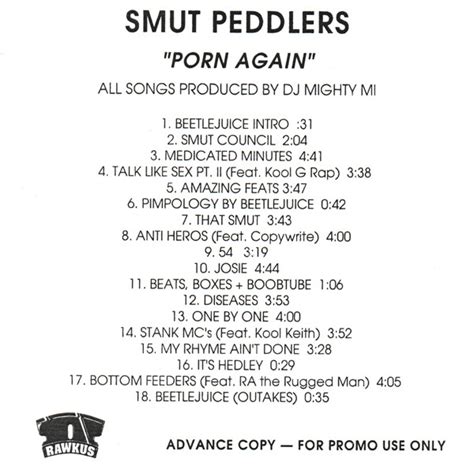 Smut Peddlers Porn Again 2001 CDr Discogs