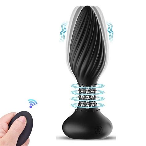Wireless Remote Control Vibrating Rotating Beads Anal Butt Plug