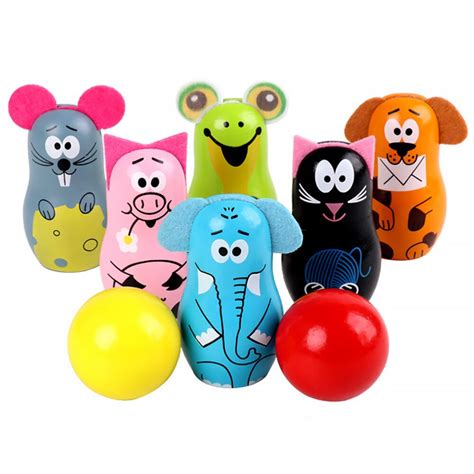 1 Set Children Bowling Ball Set Wooden Bowling Gam Grandado
