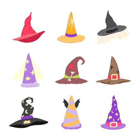 Premium Vector Wizard Hat Set Cartoon Vector Illustration