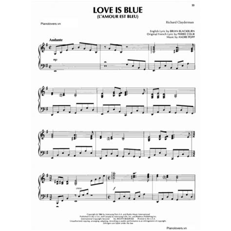 Love Is Blue Richard Clayderman Piano Sheet