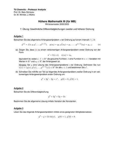 Ws2022 Blatt 07 Ws2022 Blatt 07 TU Chemnitz Professur Analysis