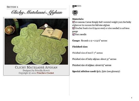 Clichy Matelassé Afghan Crochet pattern by Priscilla Hewitt Crochet