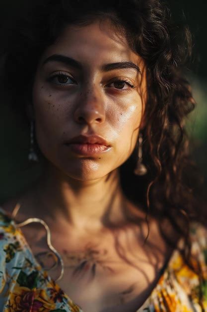 Premium Photo Close Up Portrait Of A Beautiful Young Woman With Curly