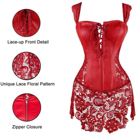 Women Sexy Faux Leather Corset Top Bustier Burlesque Costume Plus Size Lingerie EBay