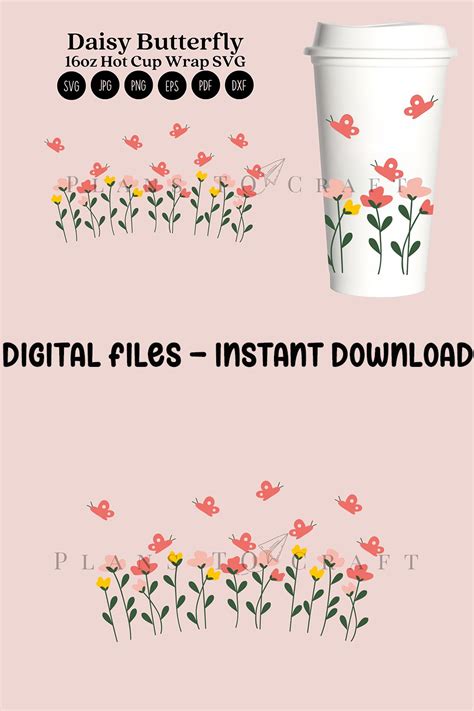 Spring Flower Butterfly Starbucks Oz Hot Cup Wrap
