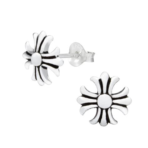 925 Silver Jewelry Silver Cross Stud Earrings 1060