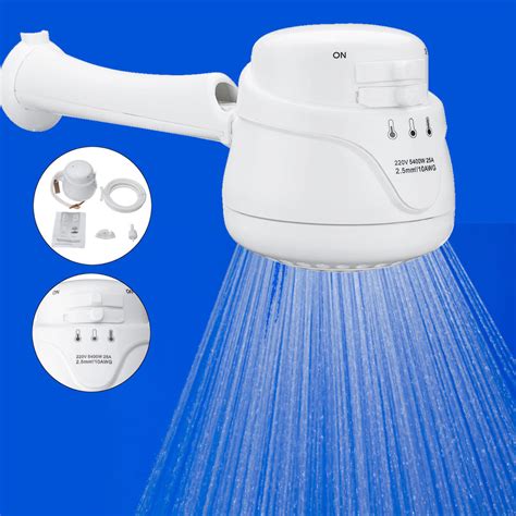 V V W Electric Shower Head Instant Hot Water Heater Tankless Adjustable Temperature