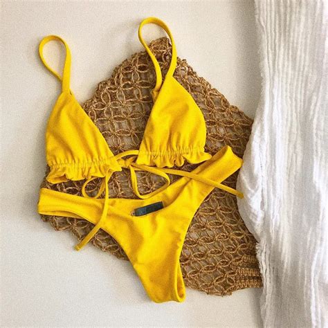 Lotus Leaf Girls Bikini Push Up Set Brazilian Brazil Thong Femme Bathing Suit Sexy Swimwear