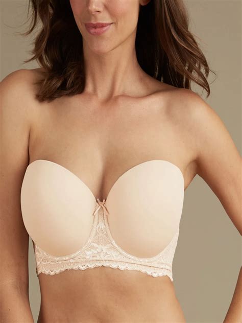 Marks And Spencer Mand5 Almond Lace Embroidered Padded Strapless Bra Size 34 To 40 Dd F G