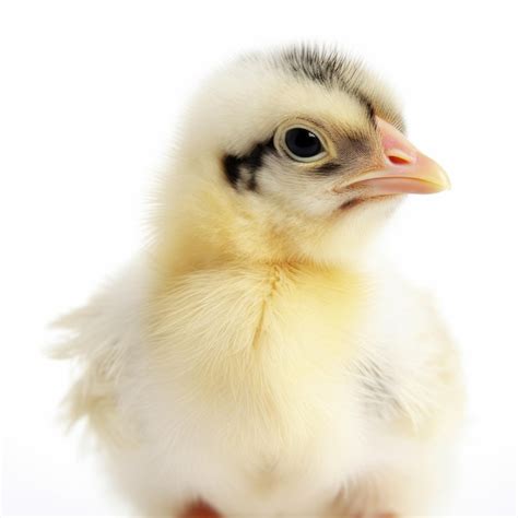 Premium Ai Image A Small Chicken With A Yellow Beak And Black Stripes