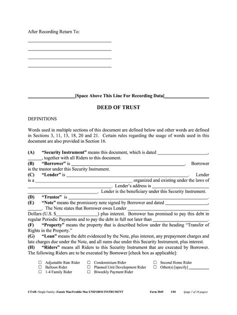 Deed Of Trust Utah Fill Online Printable Fillable Blank Pdffiller