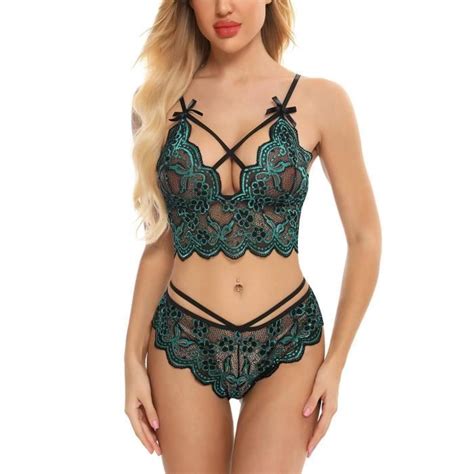 Femme Ensemble De Lingerie Femme Sexy Sous V Tements Dentelle Soutien Gorge Et Culotte Pcs