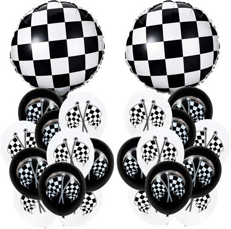 Amazon 22 Pieces Checkered Racing Car Flag Party Balloons