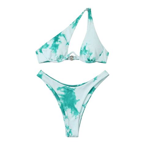 Jjhgvb Bikini Sets Bathing Suit Underwire One Shoulder Bikini High Cut Brazilian Swimsuit Set