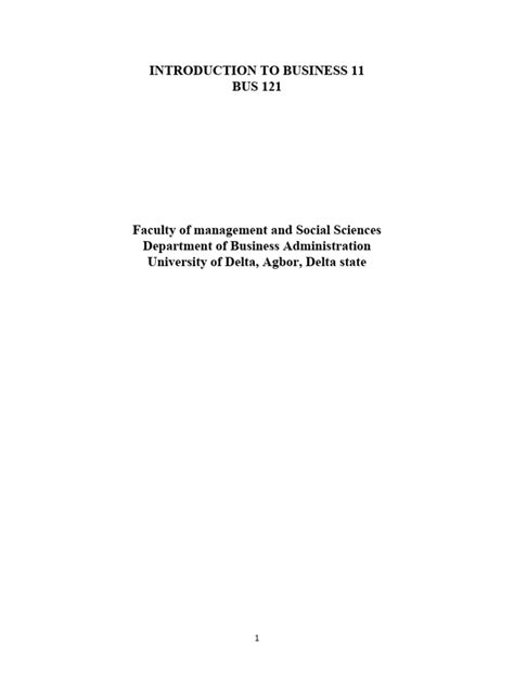 Introduction To Business 11 | PDF