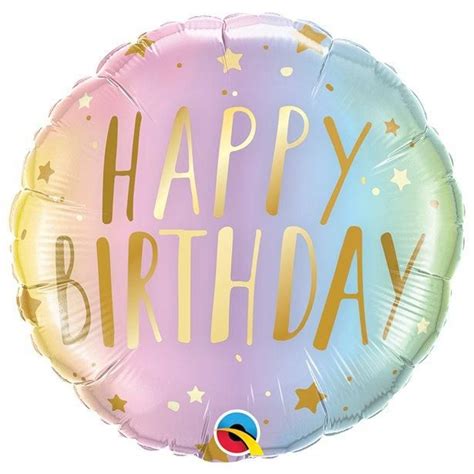 Ombre Happy Birthday Ballon Mit Goldschrift Und Sternen Pastel Birthday