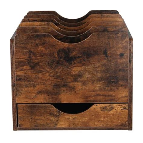 Wood Desktop File Holder Organizer Mail Sorter Desk Accessories