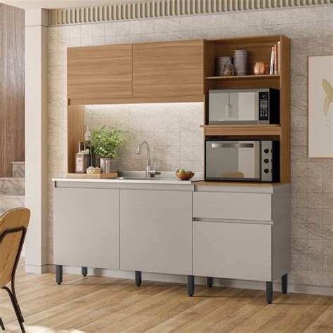 Cozinha Compacta Amaranto Portas e Gaveta Amêndola Touch Nude Tx