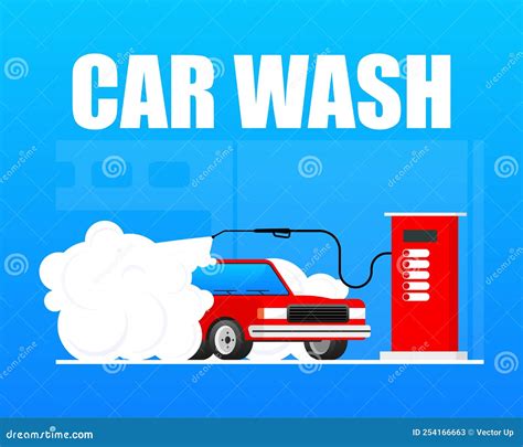 Car Washing Service Auto Service Washing Clean Car Vector Stock
