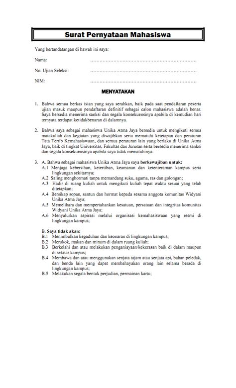 Contoh Surat Keterangan Sebagai Mahasiswa