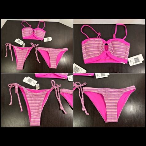 L Space Swim Lspace Pc Bikini Set Maya Toplennox Camacho Bottoms Electric Pink Stripe S