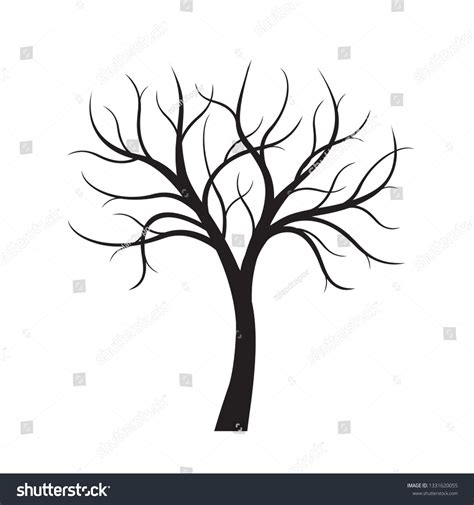 Black Naked Tree On White Background Stock Vector Royalty Free Shutterstock