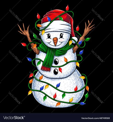 Snowman christmas lights Royalty Free Vector Image