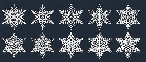 Premium Vector Set Of Laser Cutting Openwork Snowflakes Vector