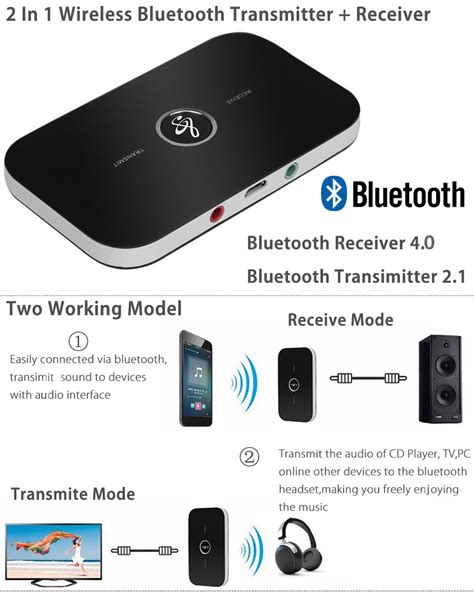 2 In1 Wireless Bluetooth Transmitter Receiver A2dp Stereo Audio Music