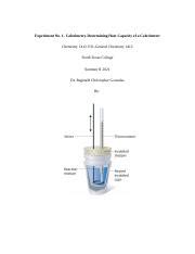 Formal Lab #1 Calorimetry - Chem 1412 Summer 2021 1 .docx - Experiment ...