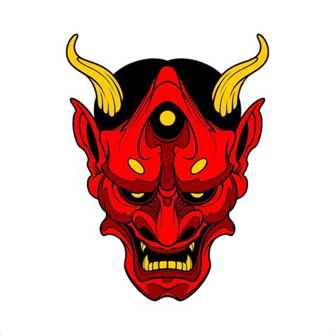 Premium Vector Red Oni Mask