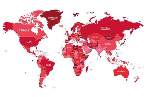 red world map  country borders