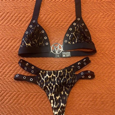 Goth Cheetah Print Bikini Goth Swimwear Depop