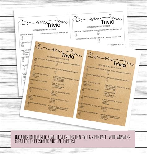 Sex Trivia Game Bachelorette Party Game Dirty Trivia Game Etsy