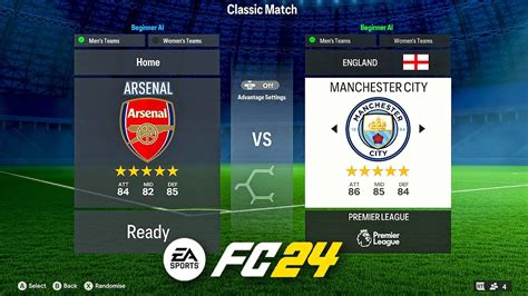 EA Sports FC 24 ARSENAL Vs MANCHESTER CITY Premier League GAMEPLAY