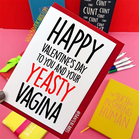 Feliz Día de San Valentín para ti y tu vagina levadura FB simple tarjetas divertidas tarjetas