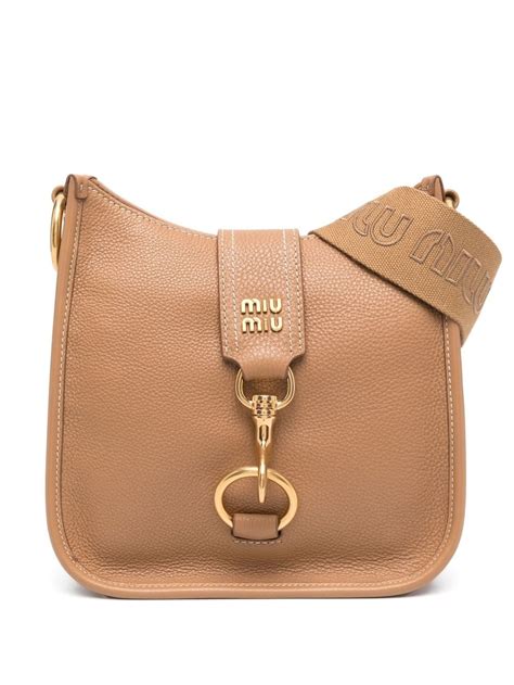 Miu Miu Logo Plaque Leather Shoulder Bag Farfetch