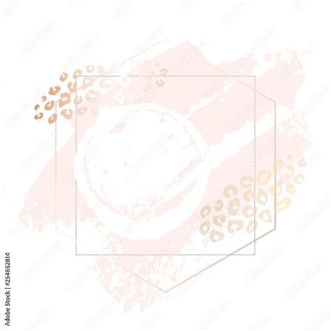 Golden Pink Nude Art Frames Modern Card Design Brush Stroke Lines